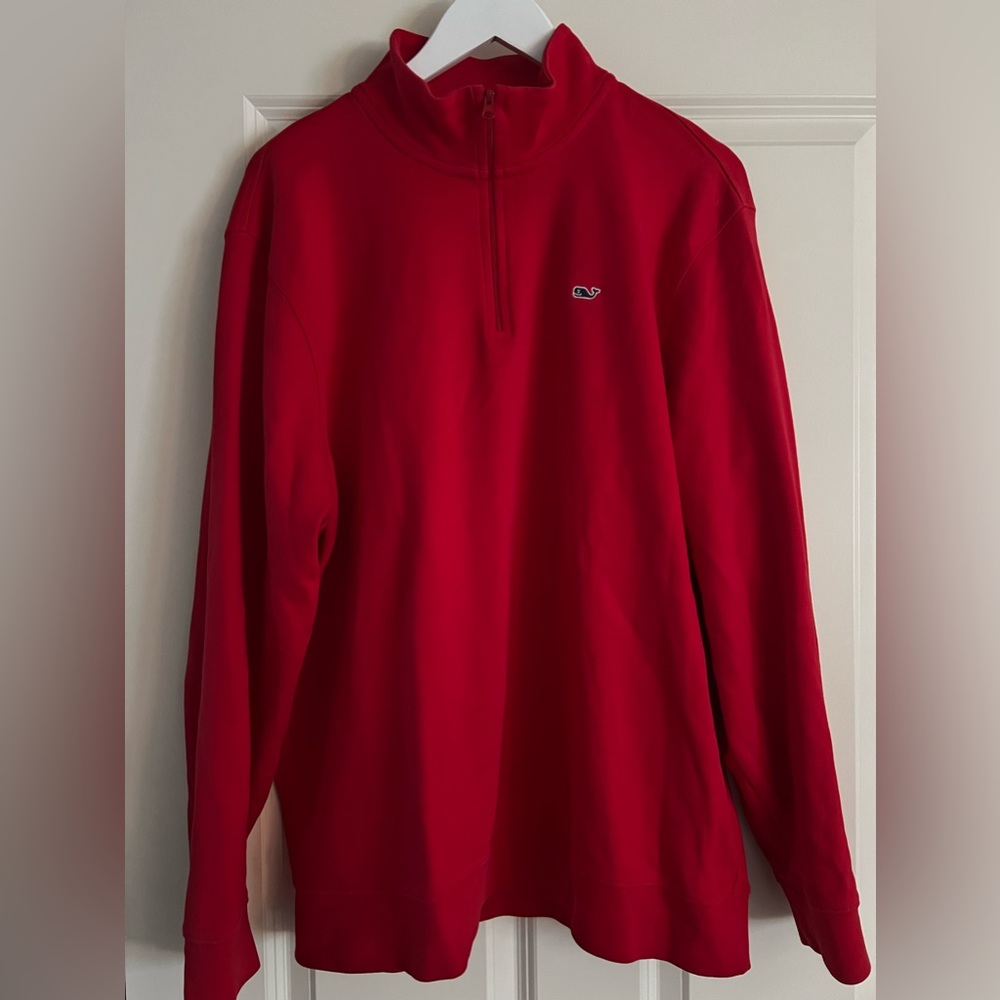 Men’s red Vineyard Vines quarter zip size XL. Cotton.